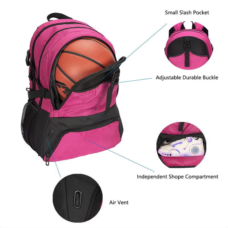 Youth Soccer Bag - Soccer Backpack & Bags for Basketball, Volleyball & Football Includes Separate Cleat and Shoes Compartment